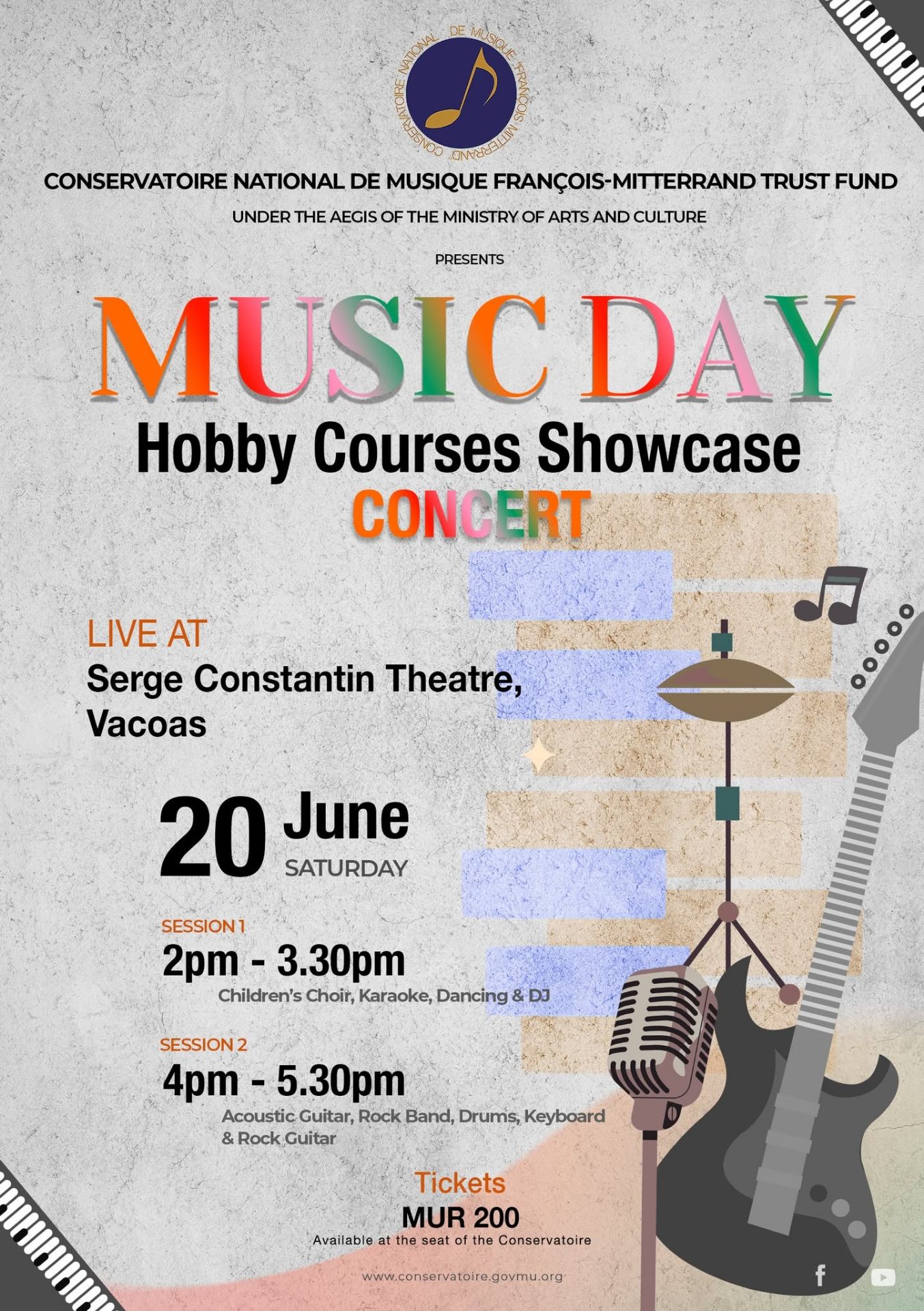 Music Day — Conservatoire François Mitterrand, Serge Constantin Theatre Vacoas, 20 June 2026